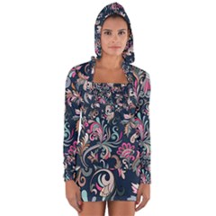 Coorful Flowers Pattern Floral Patterns Long Sleeve Hooded T-shirt