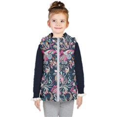 Coorful Flowers Pattern Floral Patterns Kids  Hooded Puffer Vest by nateshop