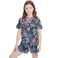 Coorful Flowers Pattern Floral Patterns Kids  T-shirt And Sports Shorts Set by nateshop