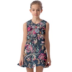 Coorful Flowers Pattern Floral Patterns Kids  Pilgrim Collar Ruffle Hem Dress by nateshop