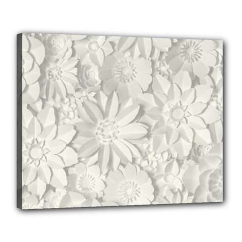 Damask, Desenho, Flowers, Gris Canvas 20  X 16  (stretched) by nateshop