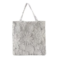 Damask, Desenho, Flowers, Gris Grocery Tote Bag by nateshop