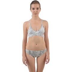 Damask, Desenho, Flowers, Gris Wrap Around Bikini Set by nateshop