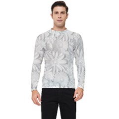 Damask, Desenho, Flowers, Gris Men s Long Sleeve Rash Guard