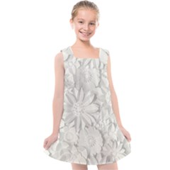 Damask, Desenho, Flowers, Gris Kids  Cross Back Dress by nateshop