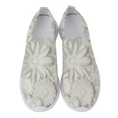 Damask, Desenho, Flowers, Gris Women s Slip On Sneakers