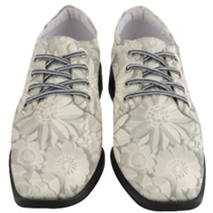 Damask, Desenho, Flowers, Gris Women Heeled Oxford Shoes