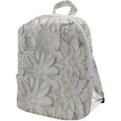 Damask, Desenho, Flowers, Gris Zip Up Backpack