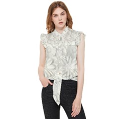 Damask, Desenho, Flowers, Gris Frill Detail Shirt by nateshop