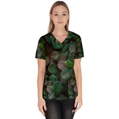 Dark Nature , Nature, Edeg Women s V-Neck Scrub Top