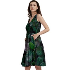 Dark Nature , Nature, Edeg Sleeveless V-Neck Skater Dress with Pockets