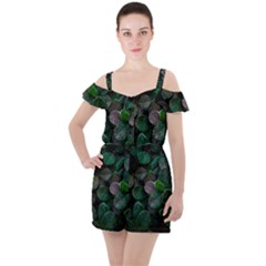 Dark Nature , Nature, Edeg Ruffle Cut Out Chiffon Playsuit by nateshop