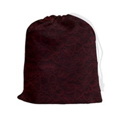 Dark Red Floral Lace, Dark Red, Flowers, Pattern, Romance Drawstring Pouch (2xl) by nateshop