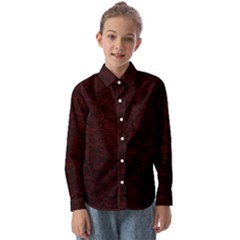 Dark Red Floral Lace, Dark Red, Flowers, Pattern, Romance Kids  Long Sleeve Shirt by nateshop