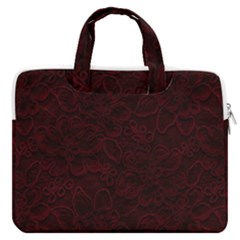 Dark Red Floral Lace, Dark Red, Flowers, Pattern, Romance Macbook Pro 16  Double Pocket Laptop Bag  by nateshop