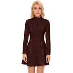 Dark Red Floral Lace, Dark Red, Flowers, Pattern, Romance Long Sleeve Velour Longline Dress by nateshop