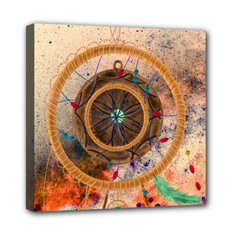 Dreamcatcher, Abstract, Colorful, Colors, Dream, Golden, Vintage Mini Canvas 8  x 8  (Stretched)