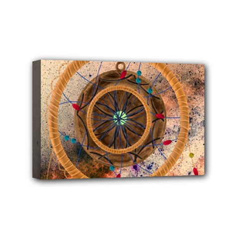Dreamcatcher, Abstract, Colorful, Colors, Dream, Golden, Vintage Mini Canvas 6  X 4  (stretched)