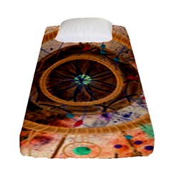 Dreamcatcher, Abstract, Colorful, Colors, Dream, Golden, Vintage Fitted Sheet (single Size) by nateshop