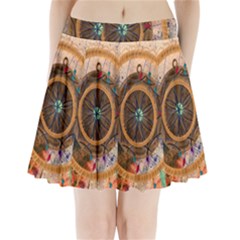 Dreamcatcher, Abstract, Colorful, Colors, Dream, Golden, Vintage Pleated Mini Skirt