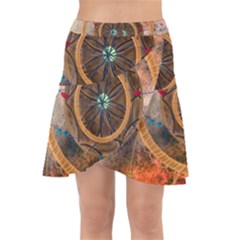 Dreamcatcher, Abstract, Colorful, Colors, Dream, Golden, Vintage Wrap Front Skirt by nateshop