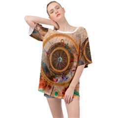 Dreamcatcher, Abstract, Colorful, Colors, Dream, Golden, Vintage Oversized Chiffon Top