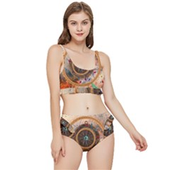 Dreamcatcher, Abstract, Colorful, Colors, Dream, Golden, Vintage Frilly Bikini Set