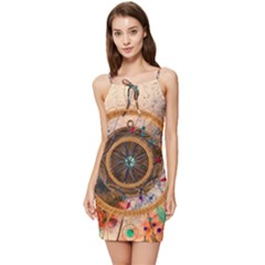 Dreamcatcher, Abstract, Colorful, Colors, Dream, Golden, Vintage Summer Tie Front Dress