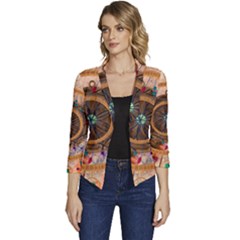 Dreamcatcher, Abstract, Colorful, Colors, Dream, Golden, Vintage Women s Casual 3/4 Sleeve Spring Jacket