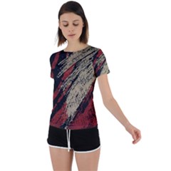 Fabric, Texture, Colorful, Spots Back Circle Cutout Sports T-shirt by nateshop