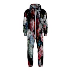 Floral Pattern, Red, Floral Print, E, Dark, Flowers Hooded Jumpsuit (kids) by nateshop