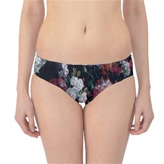 Floral Pattern, Red, Floral Print, E, Dark, Flowers Hipster Bikini Bottoms by nateshop