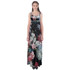 Floral Pattern, Red, Floral Print, E, Dark, Flowers Empire Waist Maxi Dress by nateshop