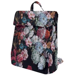 Floral Pattern, Red, Floral Print, E, Dark, Flowers Flap Top Backpack by nateshop