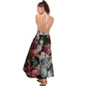 Floral Pattern, Red, Floral Print, E, Dark, Flowers Backless Maxi Beach Dress View2