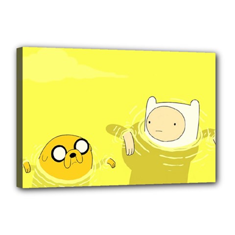 Adventure Time Jake The Dog Finn The Human Artwork Yellow Canvas 18  X 12  (stretched)