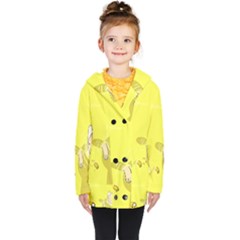 Adventure Time Jake The Dog Finn The Human Artwork Yellow Kids  Double Breasted Button Coat