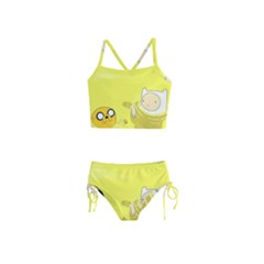 Adventure Time Jake The Dog Finn The Human Artwork Yellow Girls  Tankini Swimsuit by Sarkoni