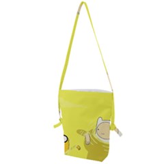 Adventure Time Jake The Dog Finn The Human Artwork Yellow Folding Shoulder Bag by Sarkoni