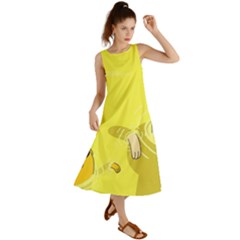 Adventure Time Jake The Dog Finn The Human Artwork Yellow Summer Maxi Dress