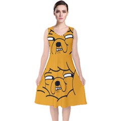 Adventure Time Jake The Dog V-neck Midi Sleeveless Dress 