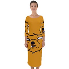 Adventure Time Jake The Dog Quarter Sleeve Midi Bodycon Dress by Sarkoni