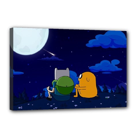 Adventure Time Jake And Finn Night Canvas 18  X 12  (stretched)