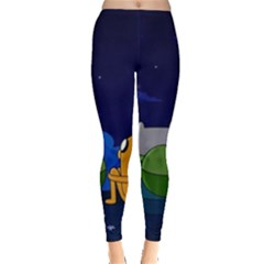 Adventure Time Jake And Finn Night Everyday Leggings  by Sarkoni