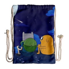 Adventure Time Jake And Finn Night Drawstring Bag (large)