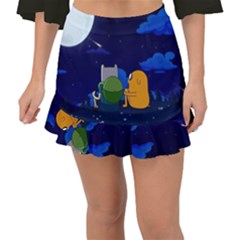 Adventure Time Jake And Finn Night Fishtail Mini Chiffon Skirt by Sarkoni