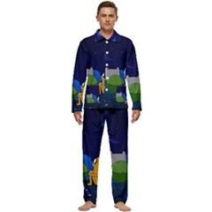 Adventure Time Jake And Finn Night Men s Long Sleeve Velvet Pocket Pajamas Set by Sarkoni