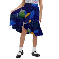 Adventure Time Jake And Finn Night Kids  Ruffle Flared Wrap Midi Skirt by Sarkoni