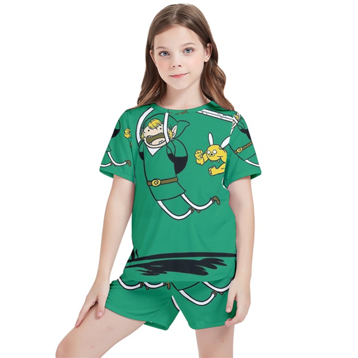 Adventure Time The Legend Of Zelda Kids  T-Shirt And Sports Shorts Set