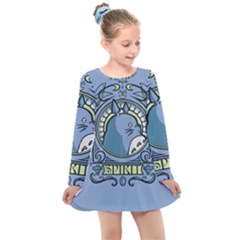 Drawing Illustration Anime Cartoon My Neighbor Totoro Kids  Long Sleeve Dress by Sarkoni